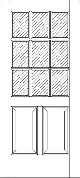 2 Raised Panel 9 Lite 625 Exterior Door
