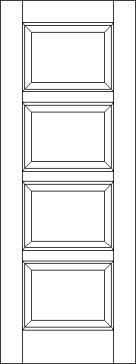 Horizontal 4 Raised Panel Solid Wood Interior Door